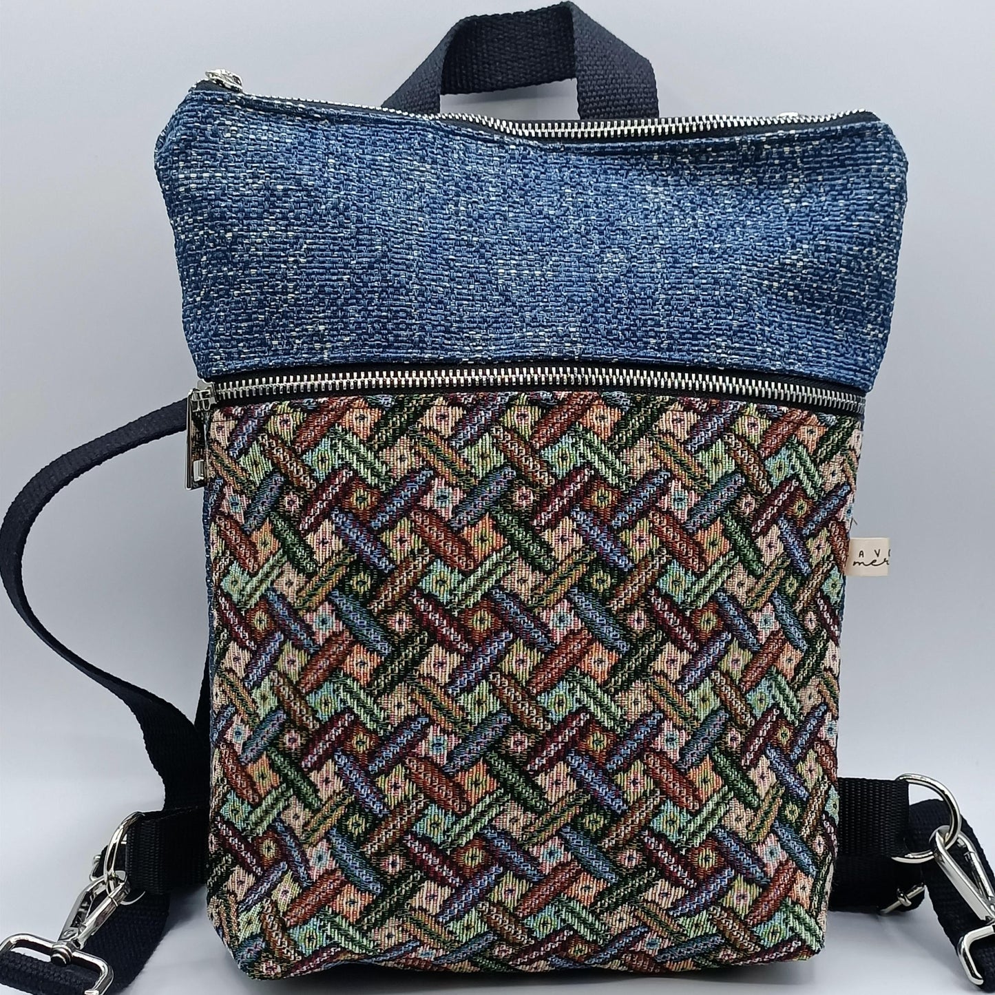 Borsa Zaino Naomi intreccio blu - Cavoli a Merenda