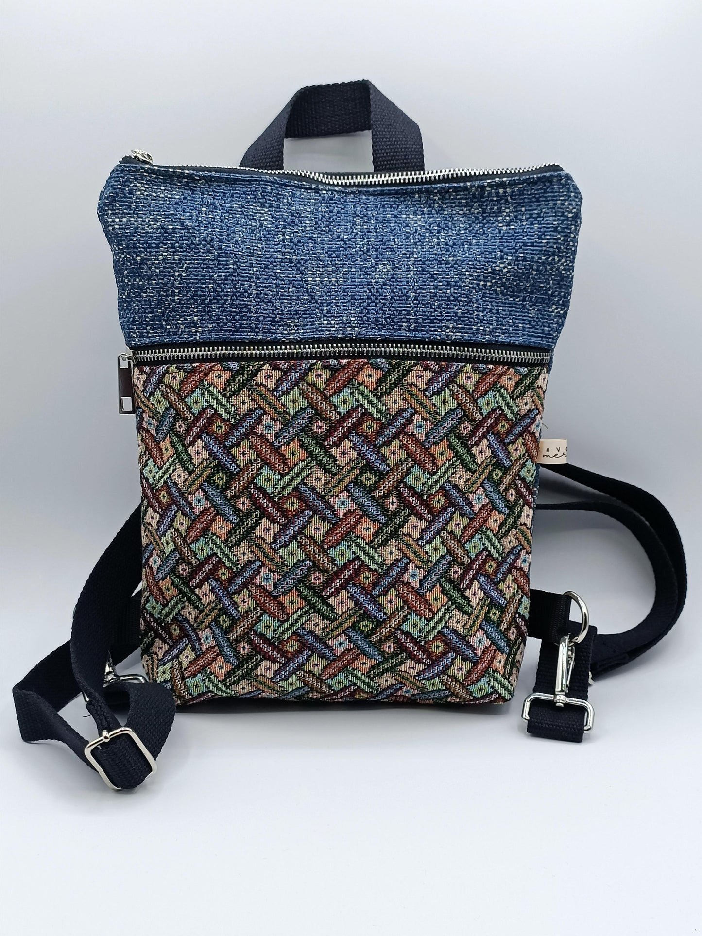 Borsa Zaino Naomi intreccio blu - Cavoli a Merenda