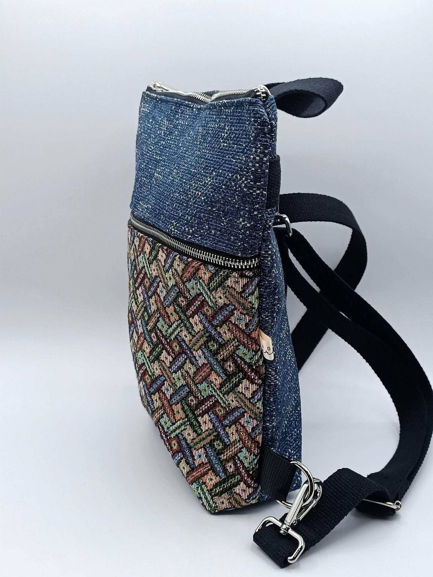 Borsa Zaino Naomi intreccio blu - Cavoli a Merenda