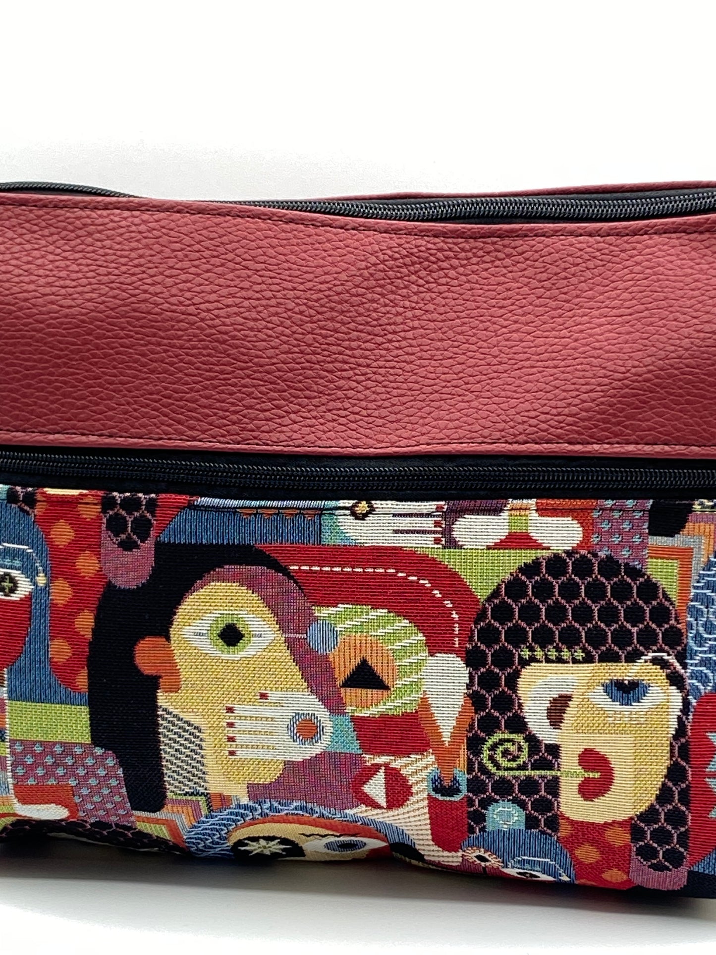 Tracolla Lizzie Maxi similpelle rossa visi di donna - Cavoli a Merenda