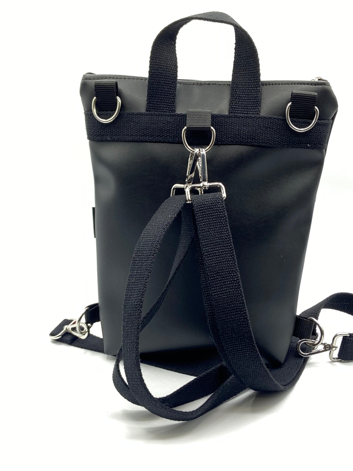 Borsa Zaino Naomi similpelle patchwork rosso nero - Cavoli a Merenda