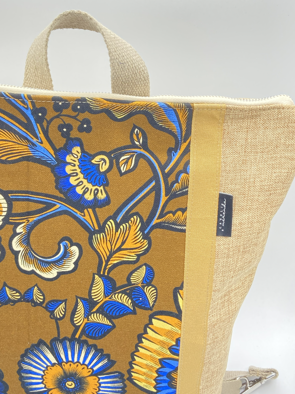 Borsa zaino Zena corda tessuto floreale - Cavoli a Merenda