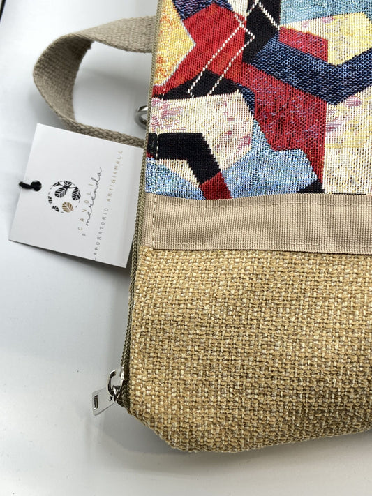 Borsa zaino Zena beige esagoni