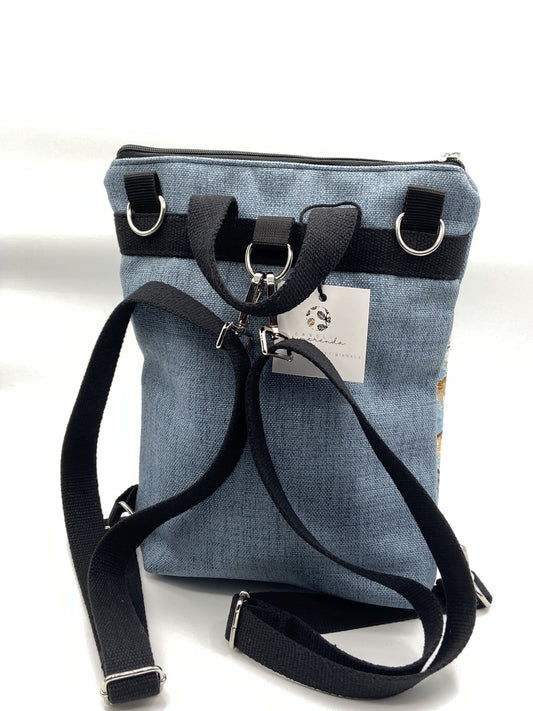 Borsa Zaino Naomi fiori azzurri