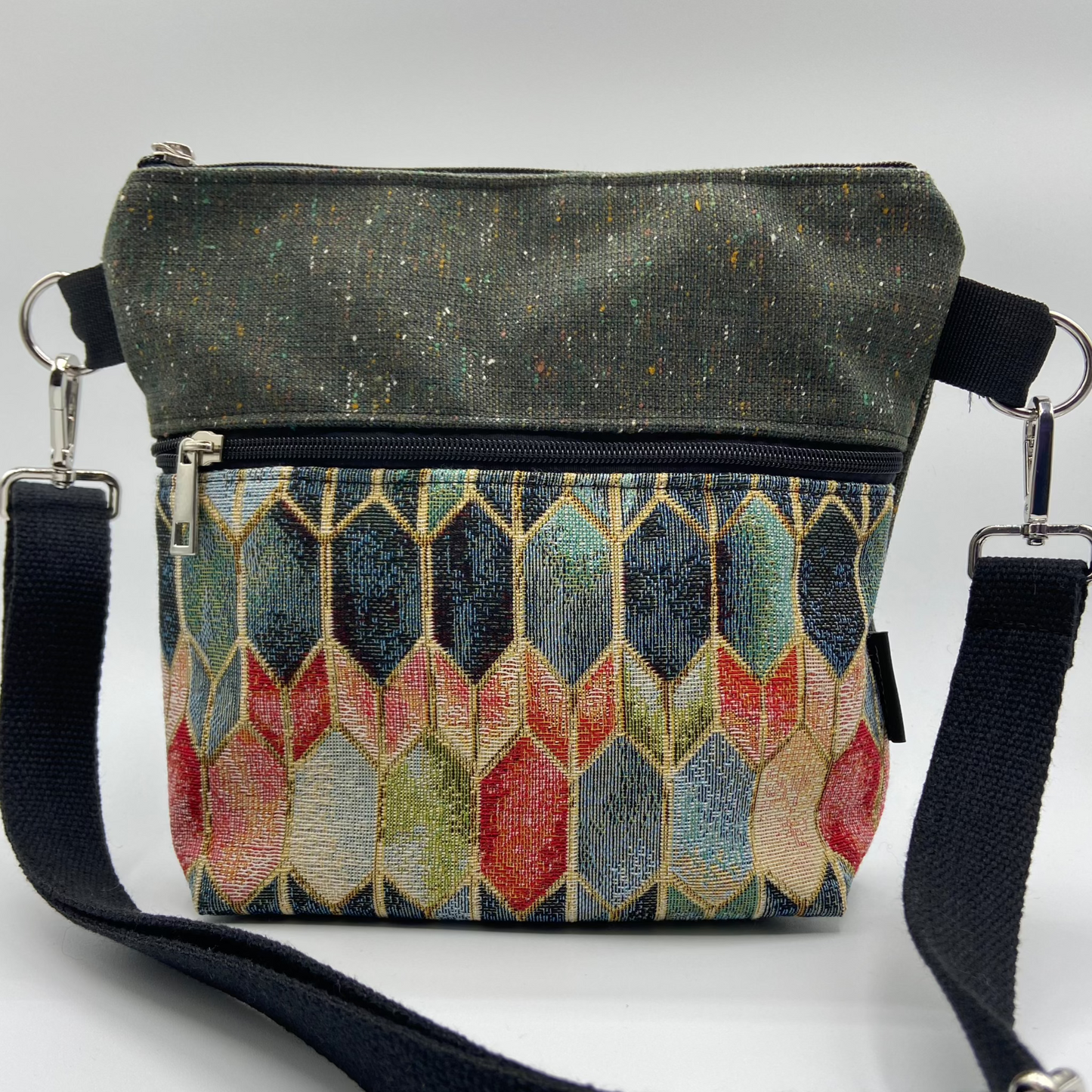 Tracolla Lizzie geometrico verde oliva - Cavoli a Merenda