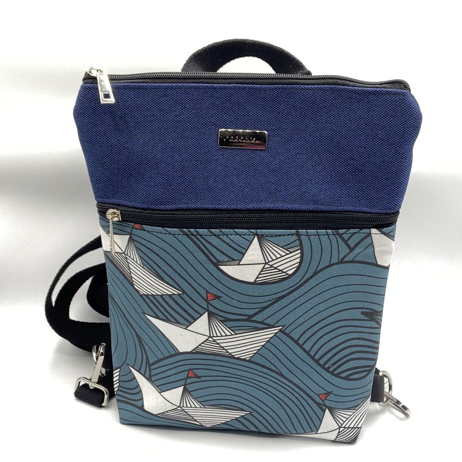 Borsa Zaino Naomi blu barchette