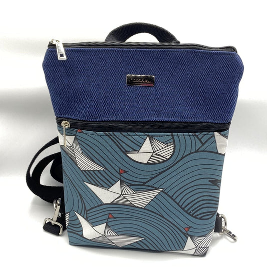 Borsa Zaino Naomi blu barchette