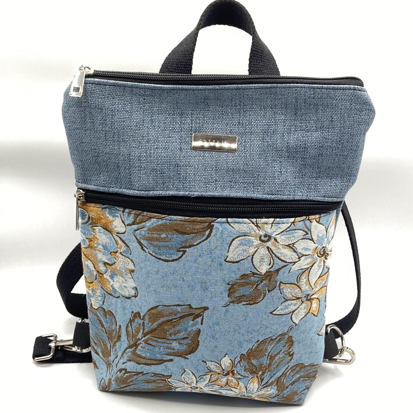 Borsa Zaino Naomi fiori azzurri