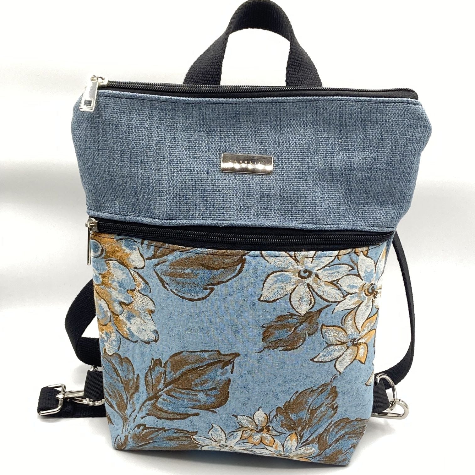 Borsa Zaino Naomi fiori azzurri