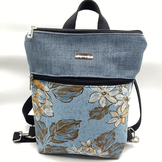 Borsa Zaino Naomi fiori azzurri