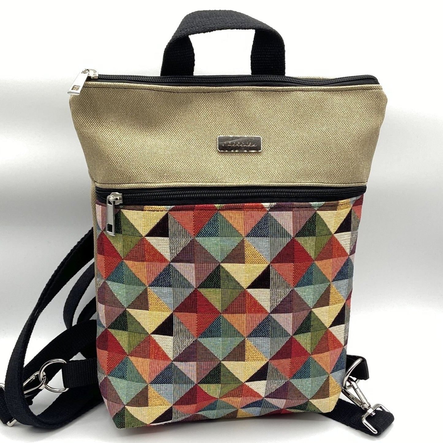 Borsa Zaino Naomi geometrico beige