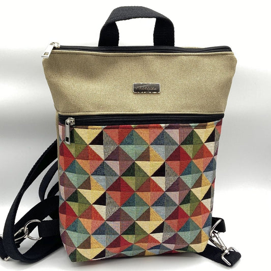 Borsa Zaino Naomi geometrico beige