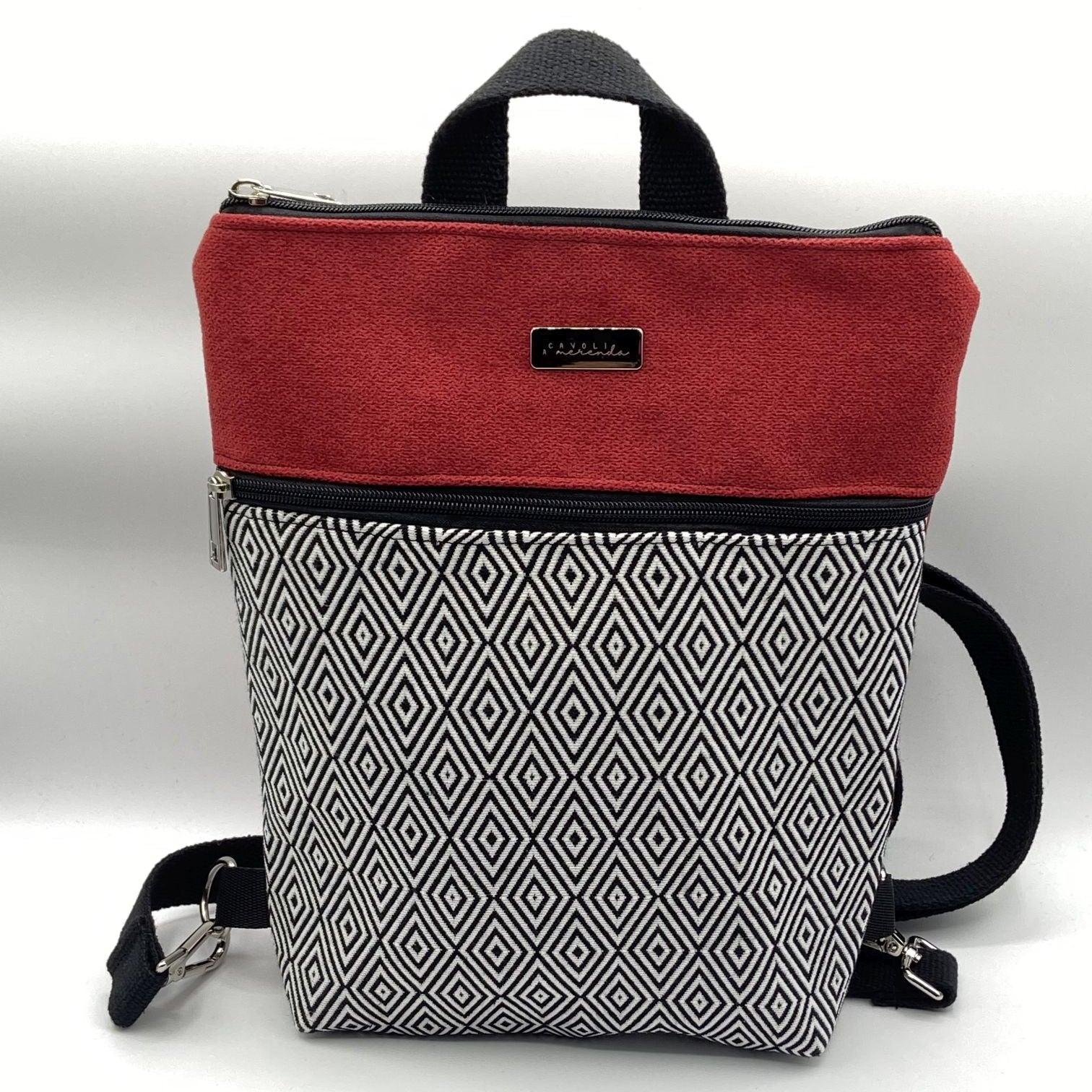 Borsa Zaino Naomi rossa tessuto Sardo