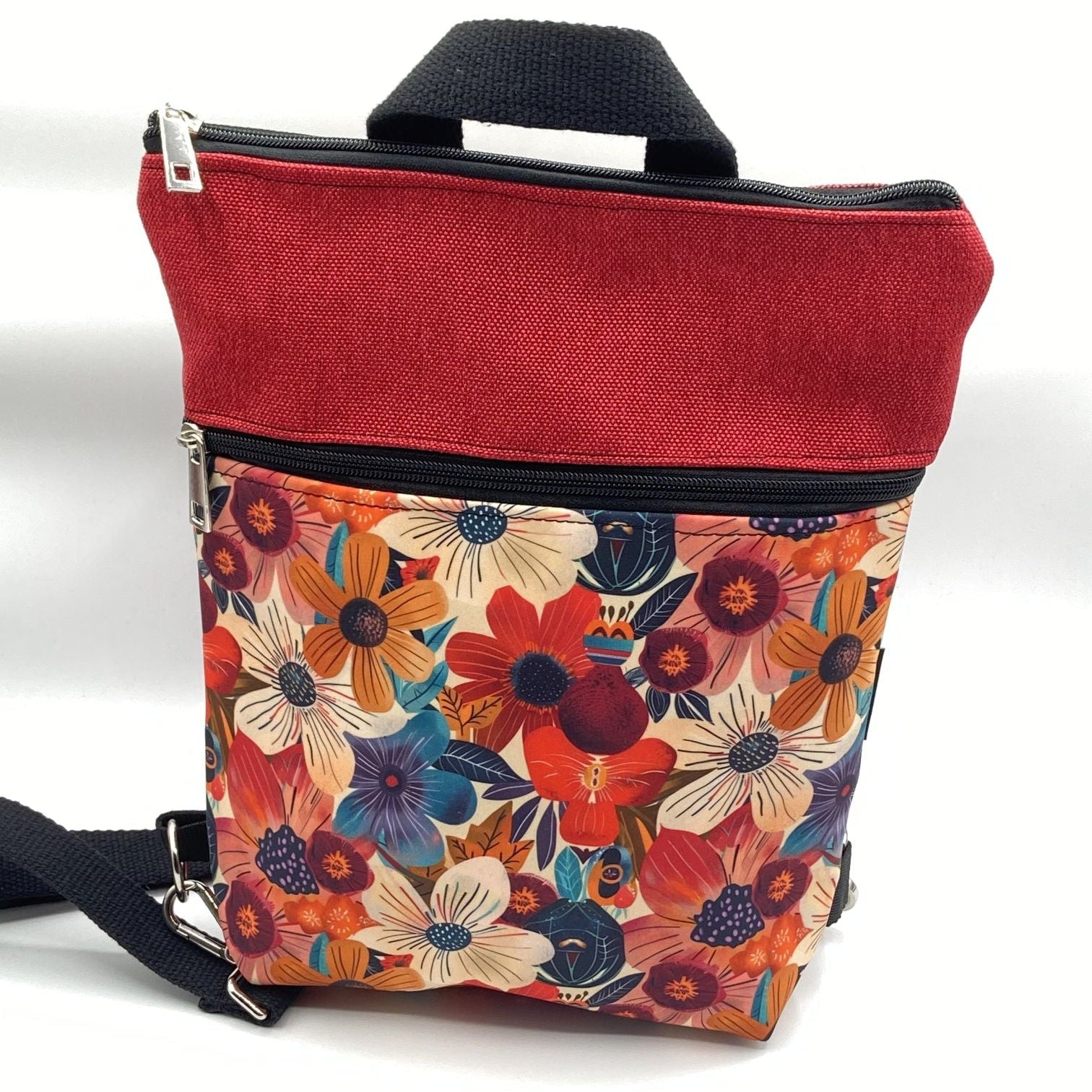 Borsa Zaino Naomi rosso fiori