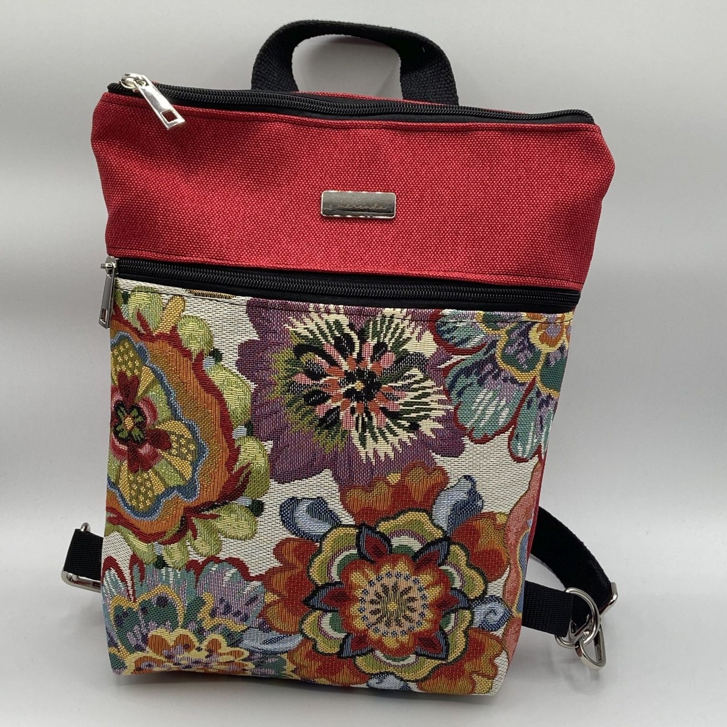 Borsa Zaino Naomi rosso flower power