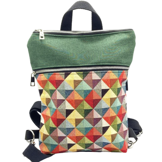 Borsa Zaino Naomi verde triangolini