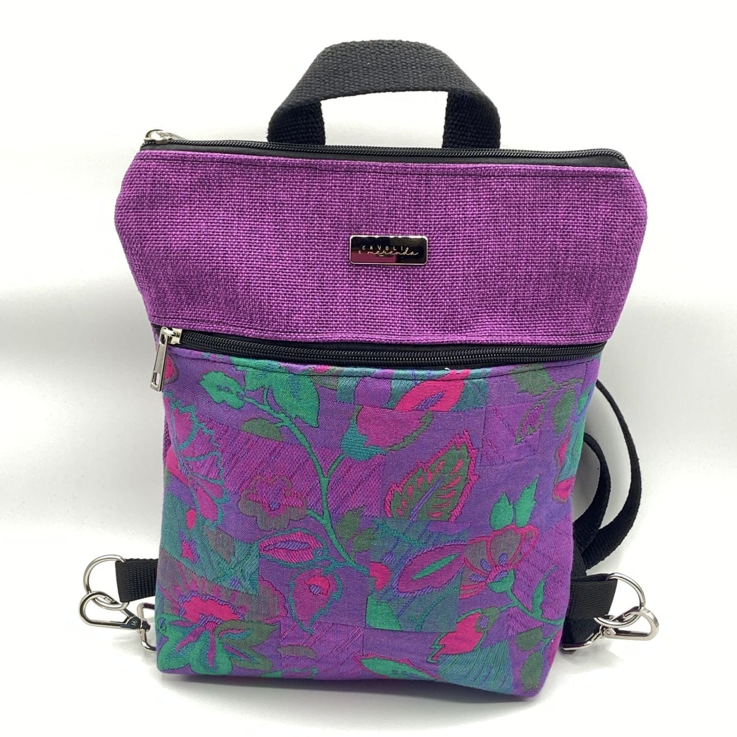 Borsa Zaino Naomi viola a fiori