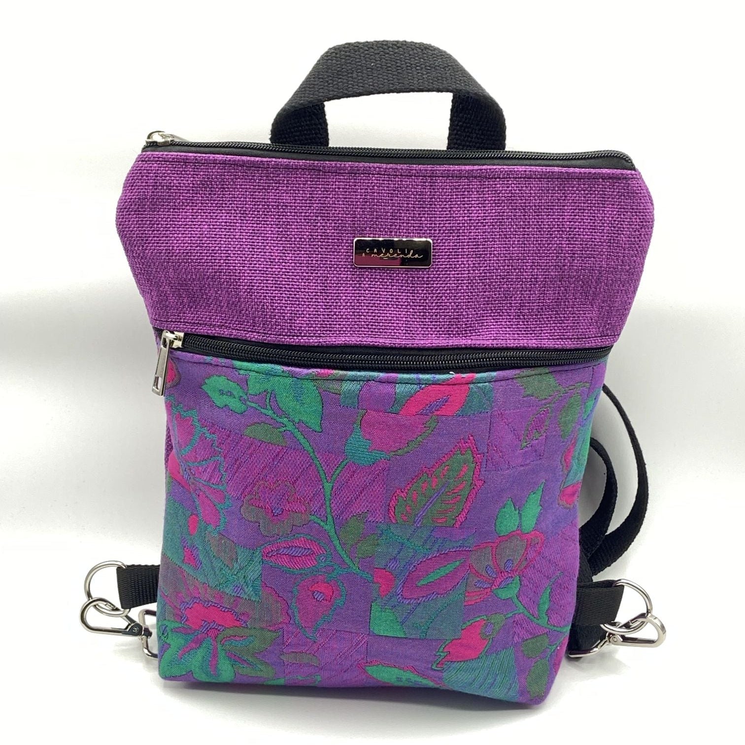 Borsa Zaino Naomi viola a fiori