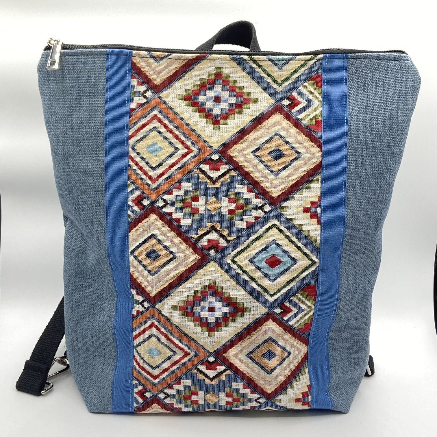 Borsa zaino Zena azzurra arazzo