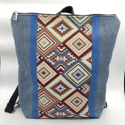 Borsa zaino Zena azzurra arazzo