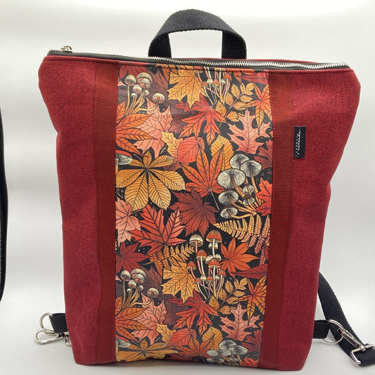 Borsa zaino Zena bordeaux foglie autunnali