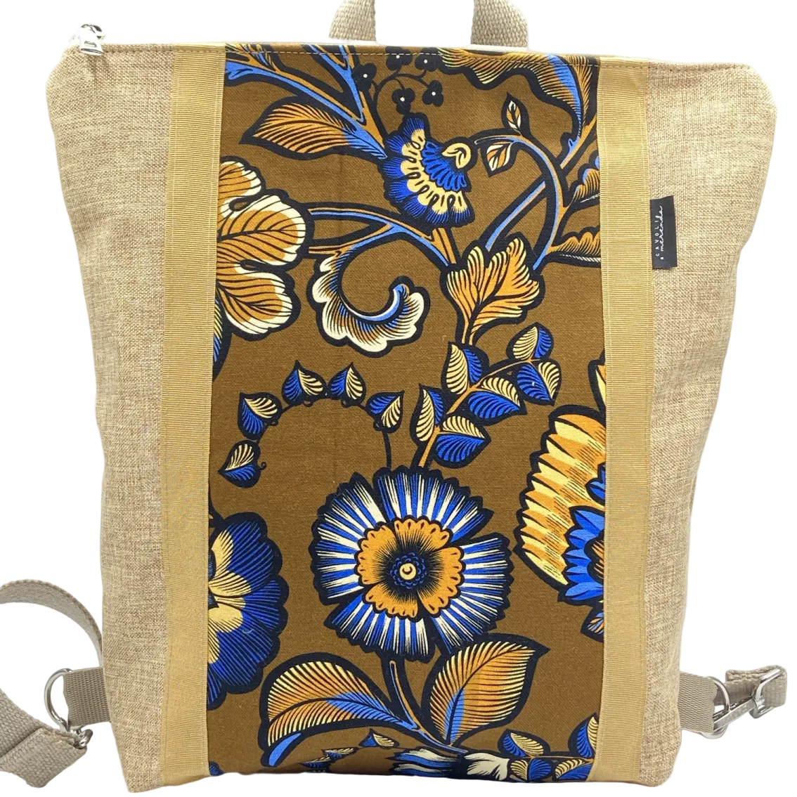 Borsa zaino Zena corda tessuto floreale
