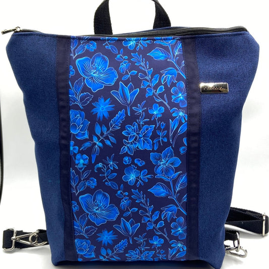 Borsa zaino Zena fiori blu 2
