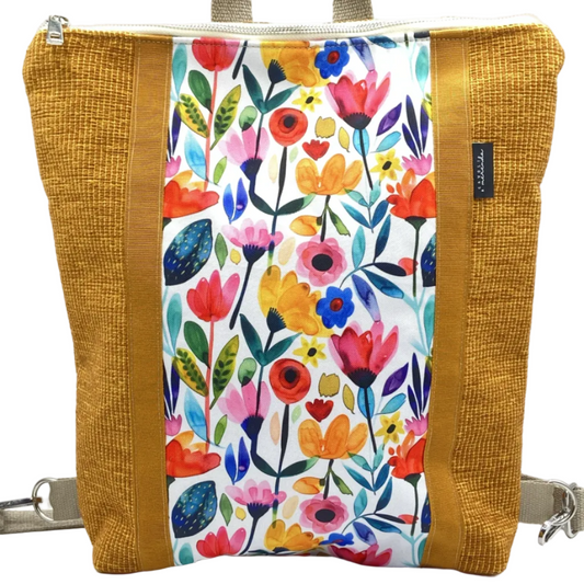 Borsa zaino Zena floreale senape