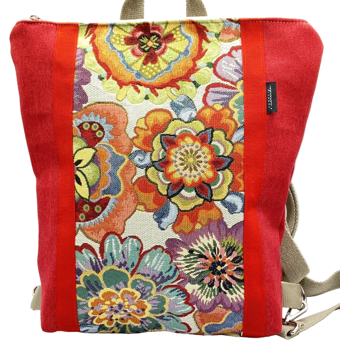 Borsa zaino Zena flower power ciliegia