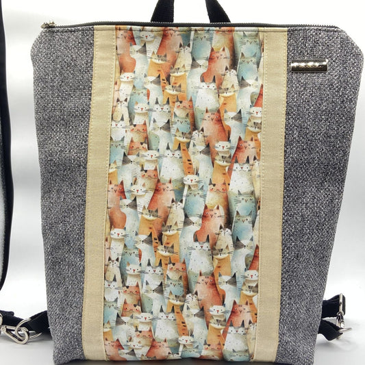 Borsa zaino Zena grigio gattini