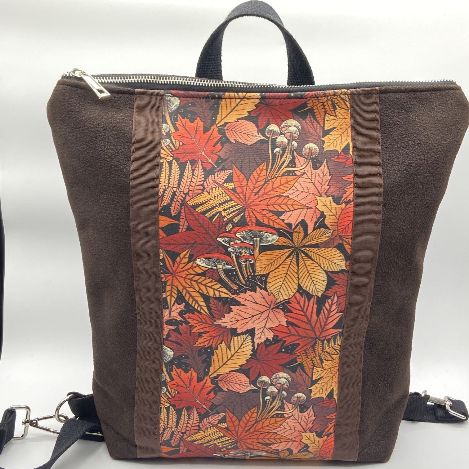 Borsa zaino Zena marrone foglie autunnali