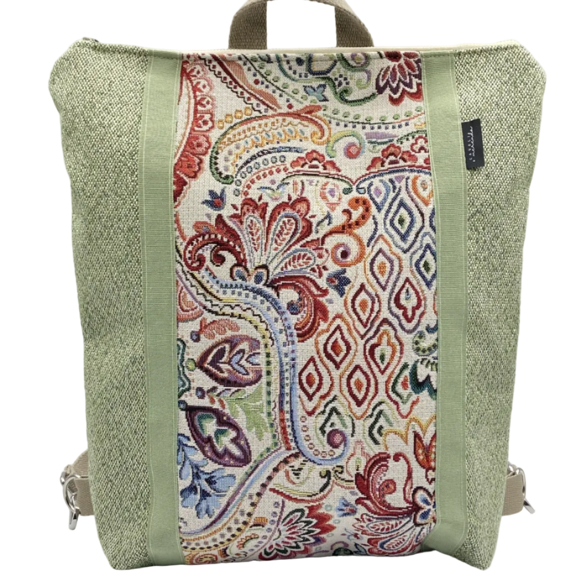 Borsa zaino Zena paisley verde
