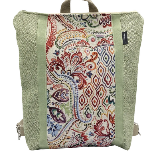 Borsa zaino Zena paisley verde