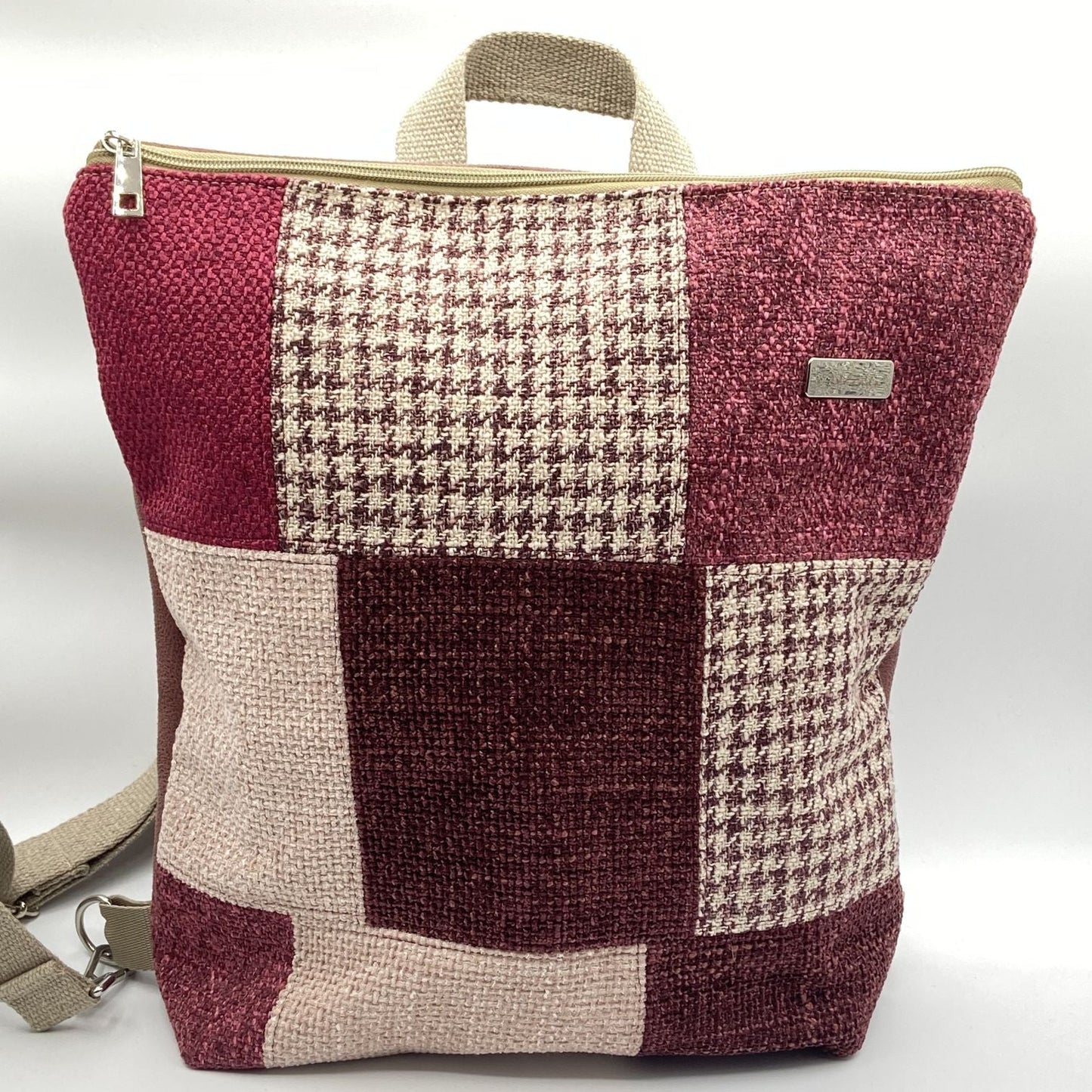 Borsa zaino Zena patchwork rosa