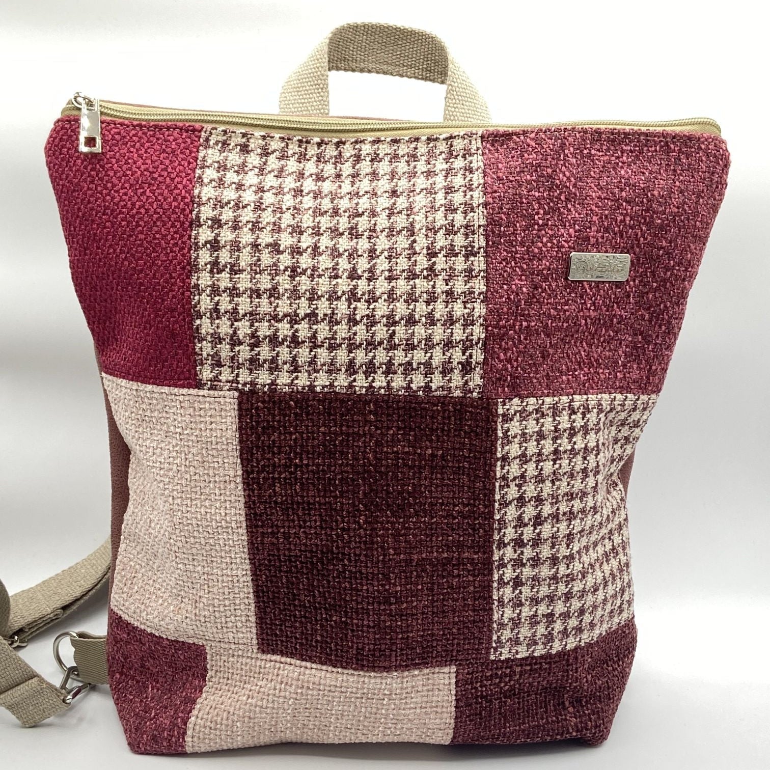Borsa zaino Zena patchwork rosa