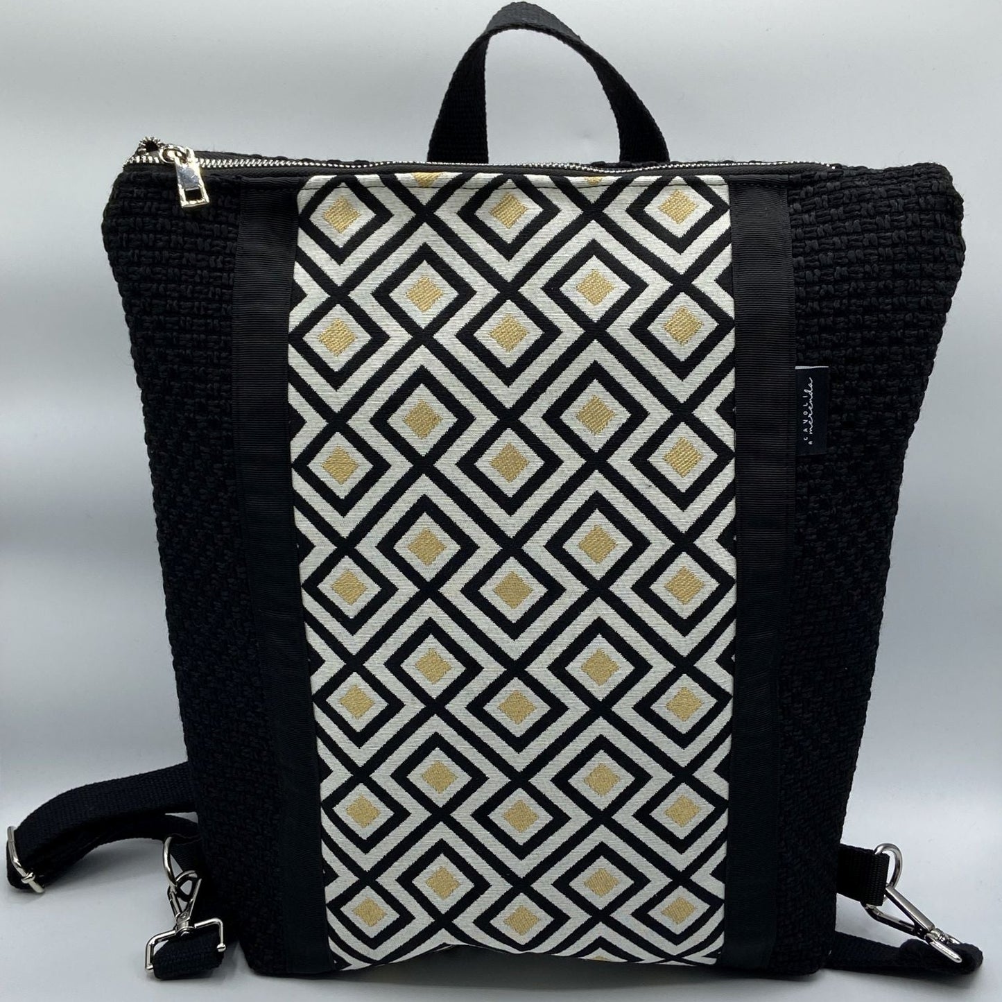 Borsa zaino Zena rombi dorati