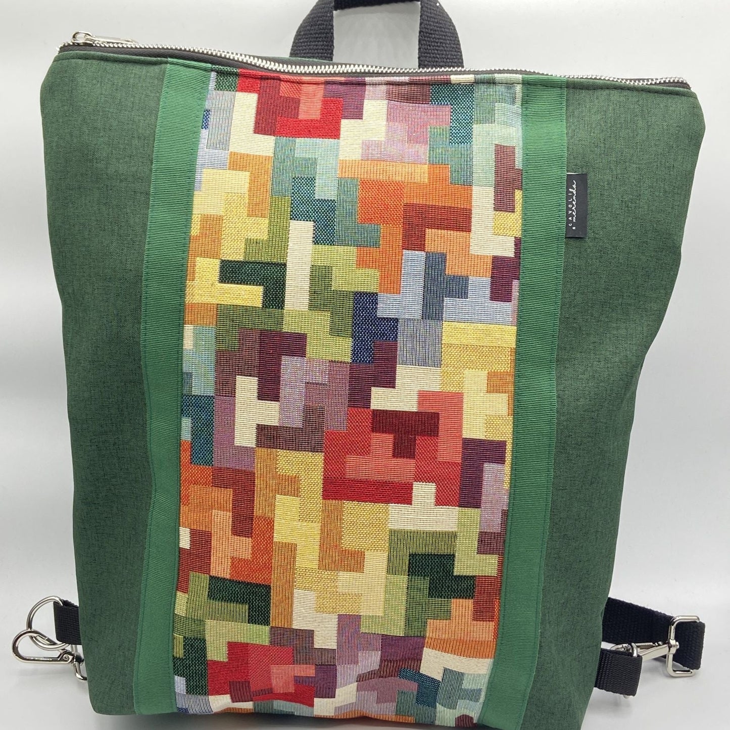 Borsa zaino Zena verde Tetris