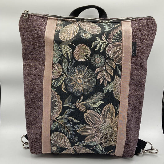 Borsa zaino Zena viola fiori vintage