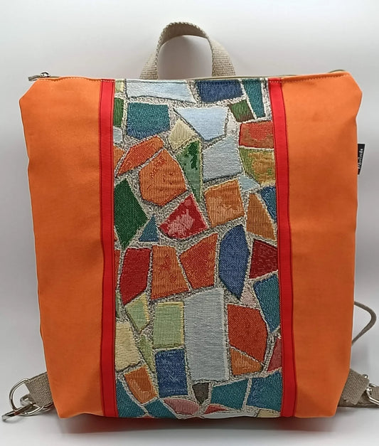 Borsa zaino Zena mosaico arancio - Cavoli a Merenda