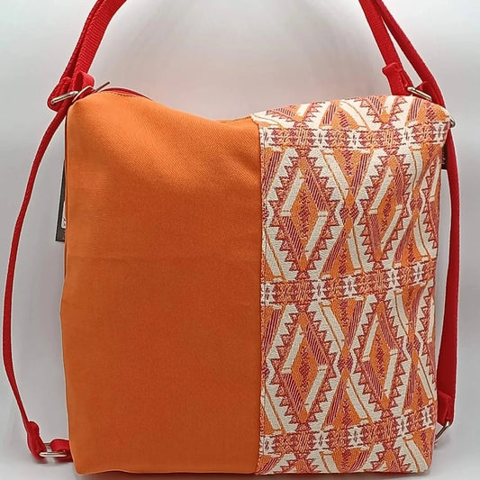 Borsa zaino Flo fantasia geometrica arancio - Cavoli a Merenda