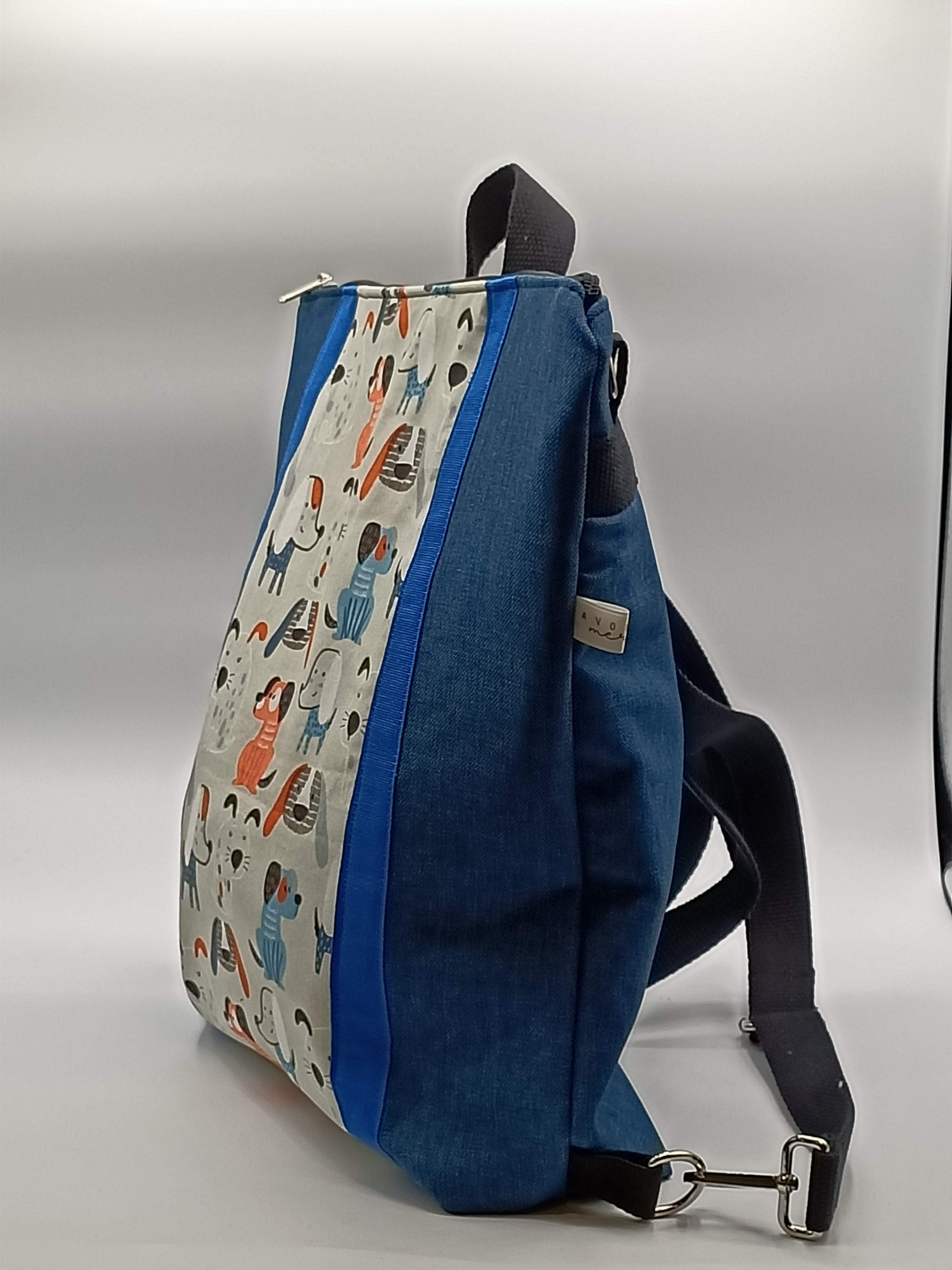 Borsa zaino Zena cagnolini blu - Cavoli a Merenda