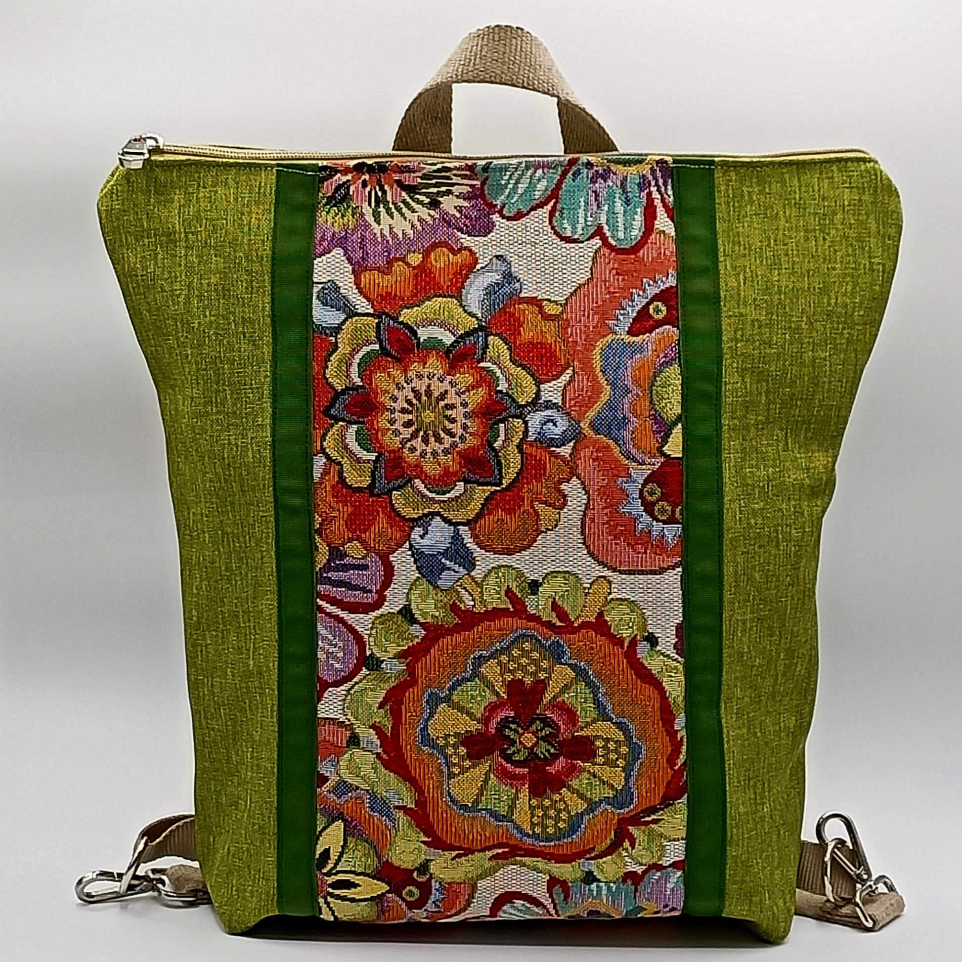 Borsa zaino Zena flower power verde - Cavoli a Merenda