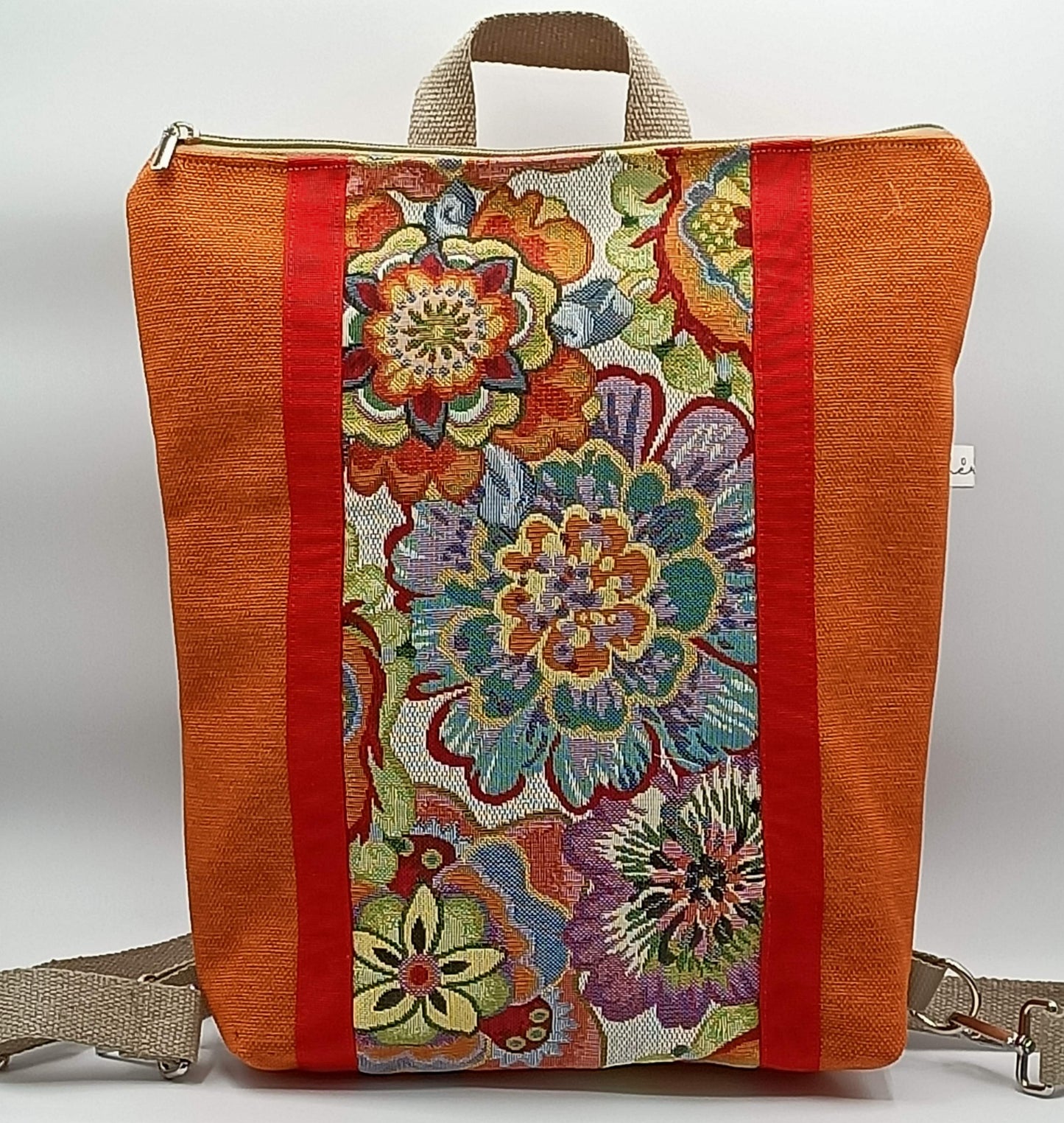 Borsa zaino Zena flower power arancione - Cavoli a Merenda