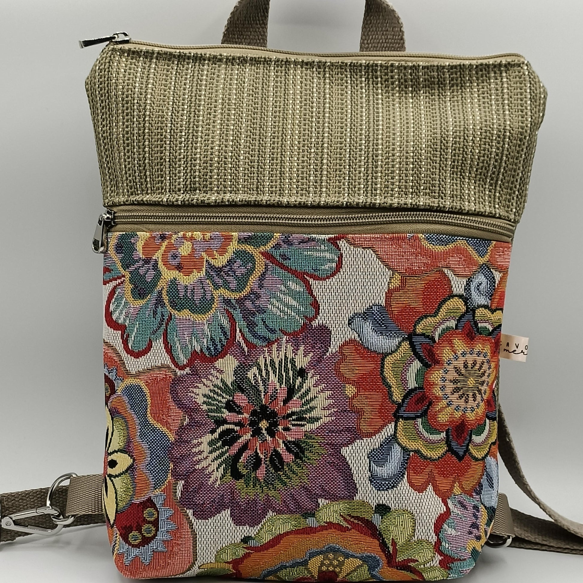 Borsa Zaino Naomi flower power verde - Cavoli a Merenda