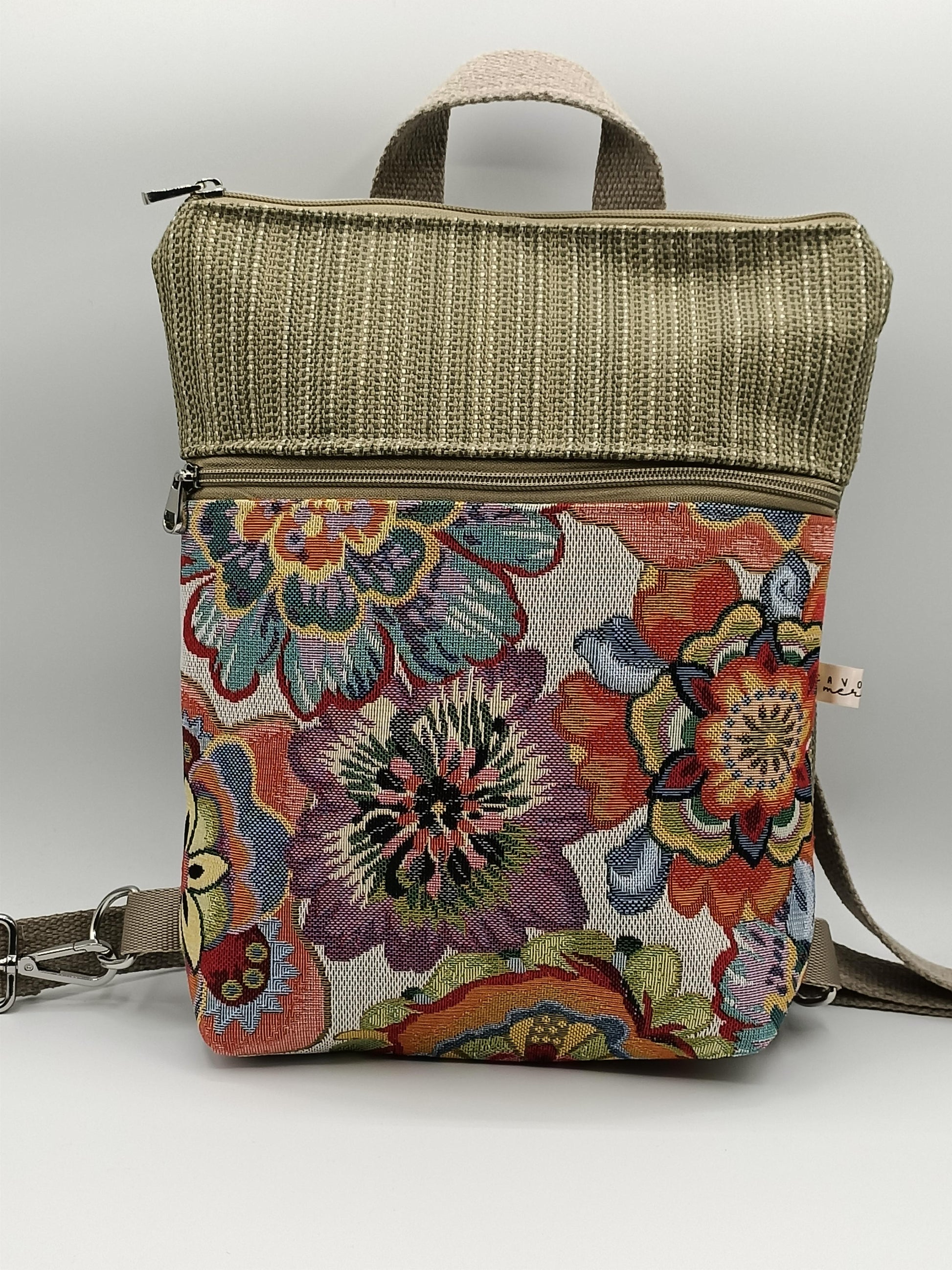 Borsa Zaino Naomi flower power verde - Cavoli a Merenda