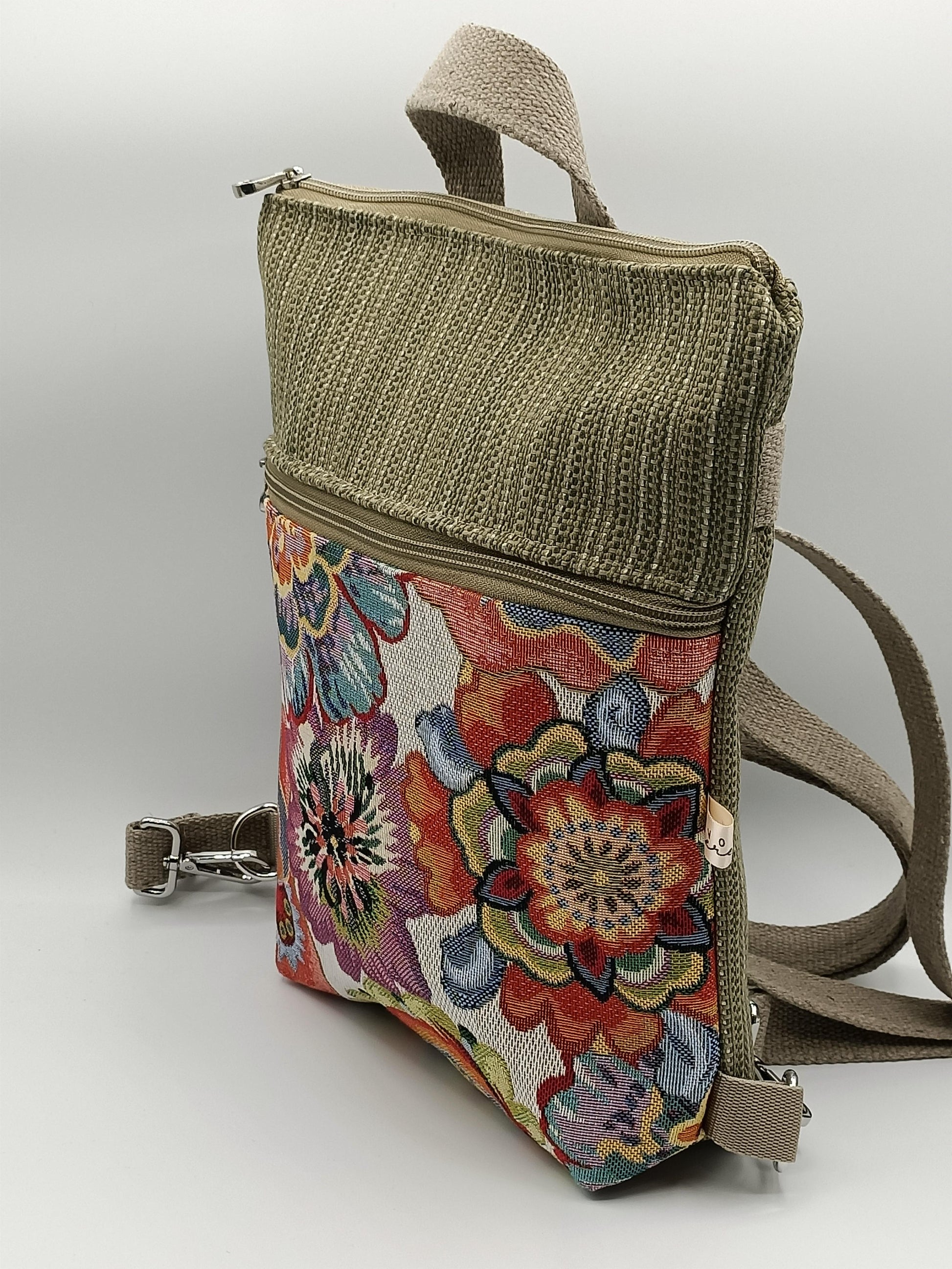 Borsa Zaino Naomi flower power verde - Cavoli a Merenda