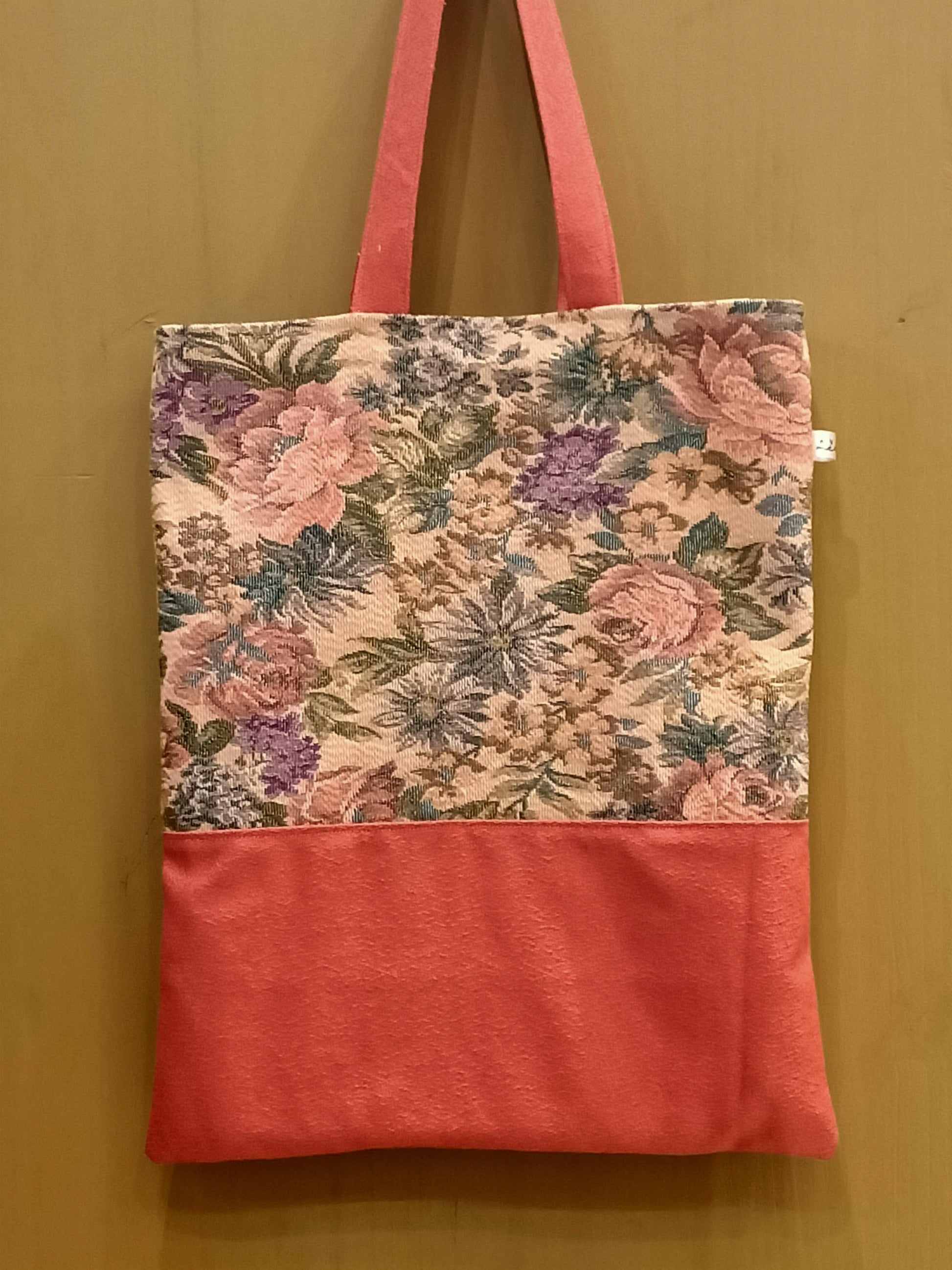 Tote Bag arancione fiori vintage - Cavoli a Merenda