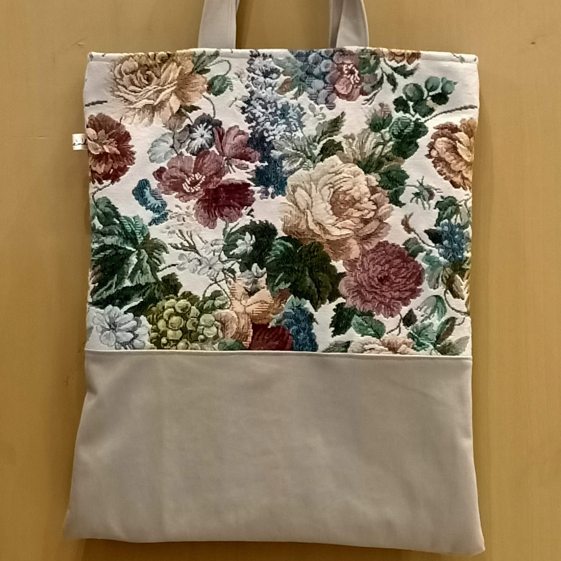 Tote Bag beige fiori vintage - Cavoli a Merenda