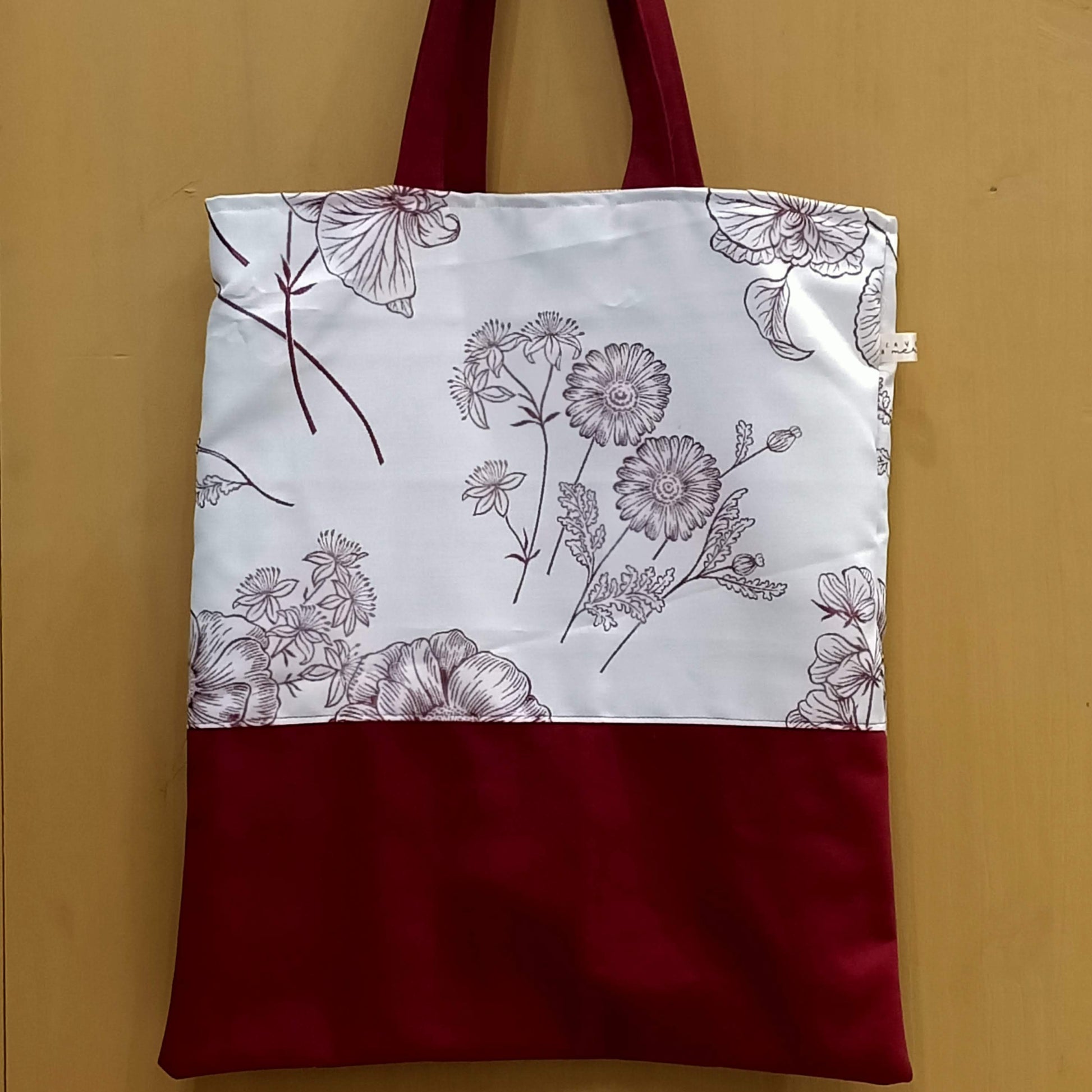 Tote Bag fiori bordeaux - Cavoli a Merenda