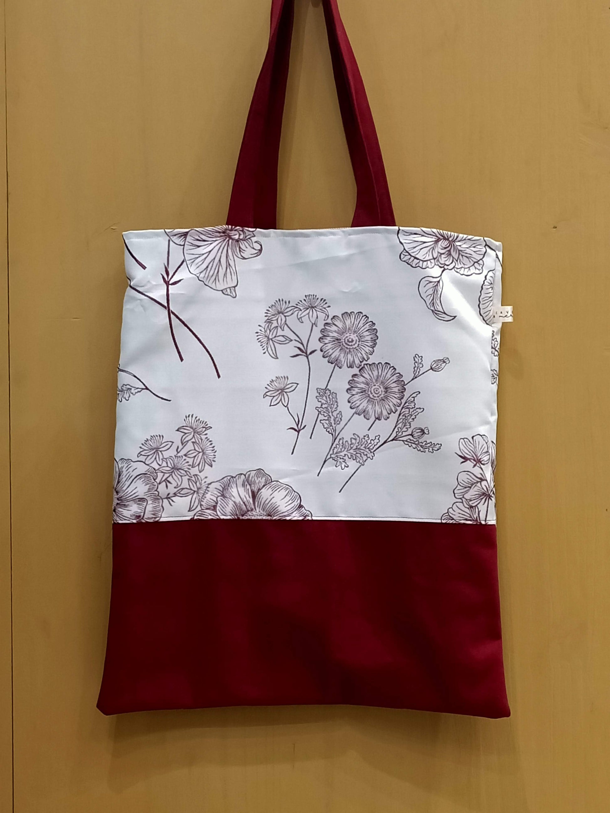 Tote Bag fiori bordeaux - Cavoli a Merenda